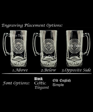 Coat of Arms Beer Stein - Engraving Placement Options