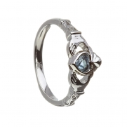 December - Blue Topaz Birthstone Claddagh Ring