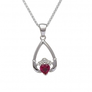 July - Ruby Birthstone Claddagh Pendant