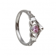 October - Pink Tourmaline Birthstone Claddagh Ring