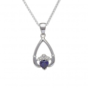 September - Blue Sapphire Birthstone Claddagh Pendant