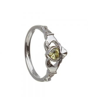 August - Peridot Birthstone Claddagh Ring