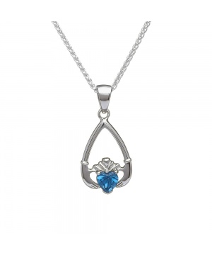 December - Blue Topaz Birthstone Claddagh Pendant