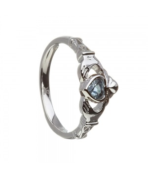 December - Blue Topaz Birthstone Claddagh Ring