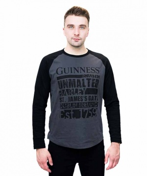 Guinness Black Raglan Long Sleeve Tee