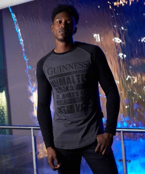 Guinness Black Raglan Long Sleeve Tee