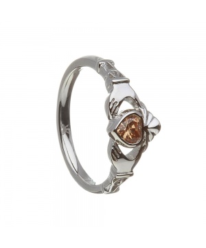 November - Citrine Birthstone Claddagh Ring