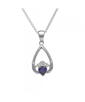 September - Blue Sapphire Birthstone Claddagh Pendant