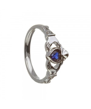 September - Blue Sapphire Birthstone Claddagh Ring