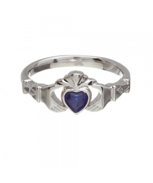 September - Blue Sapphire Birthstone Claddagh Ring